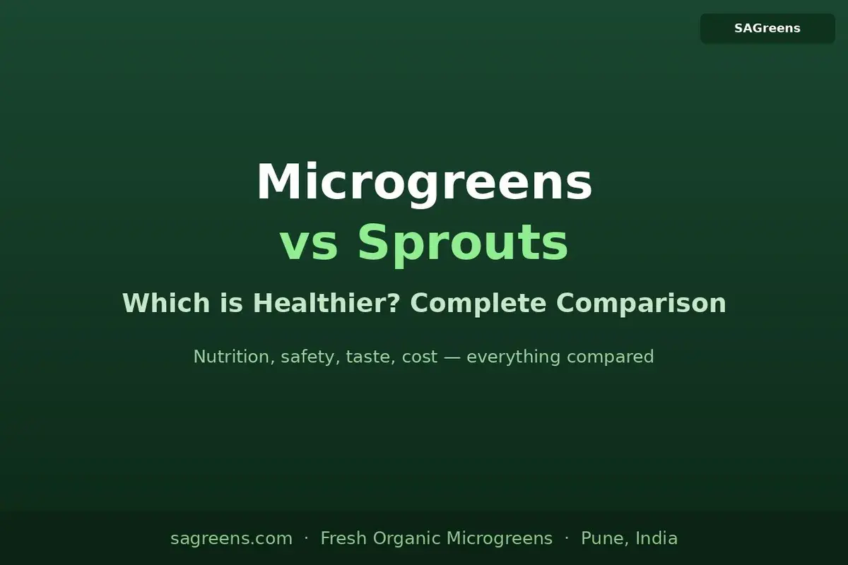 Microgreens vs sprouts comparison – nutrition, food safety, taste, cost, and which is easier to grow; complete guide for Indian households by SAGreens