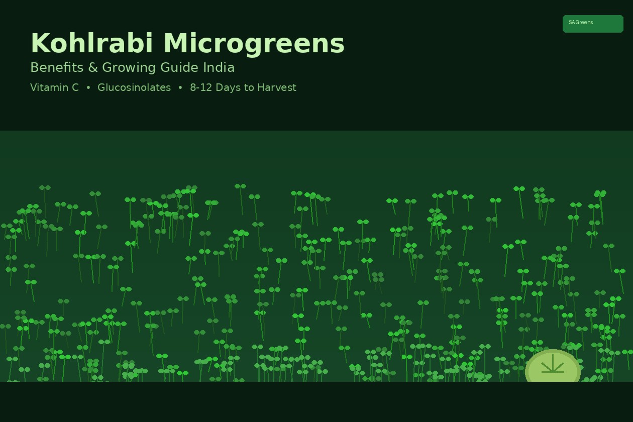 Kohlrabi microgreens benefits India – khol khol brassica microgreens with vitamin C, glucosinolates and potassium, step-by-step home growing guide for Indian conditions by SAGreens Pune